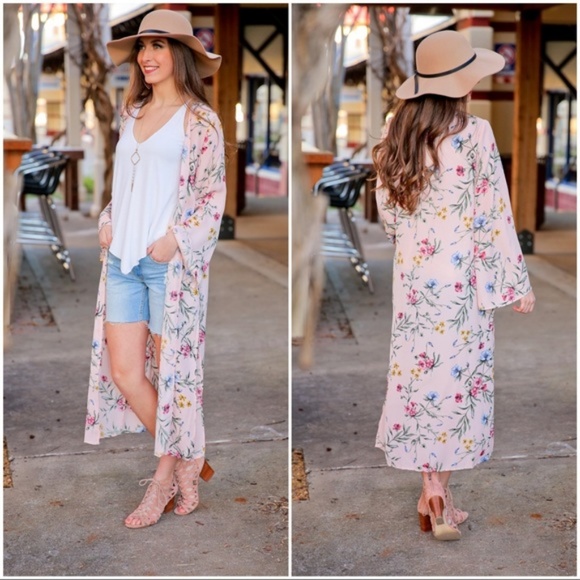 ❤️LAST ONE! Pink Floral Maxi Cardigan - Picture 2 of 3